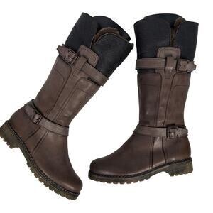 Overland Adelyn Boots Womens 7.5-8 EU 38 Italian Leather Taupe Fold Down Lined